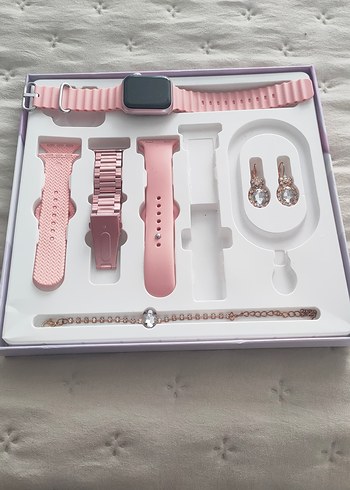 Pembe Akıllı Saat ve Takı Seti