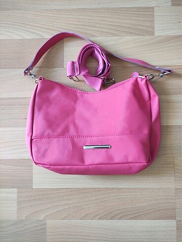 Pembe çift askılı çanta