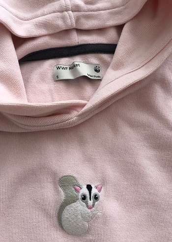 Pembe wwf Kapüşonlu Crop Sweatshirt - Görsel 5