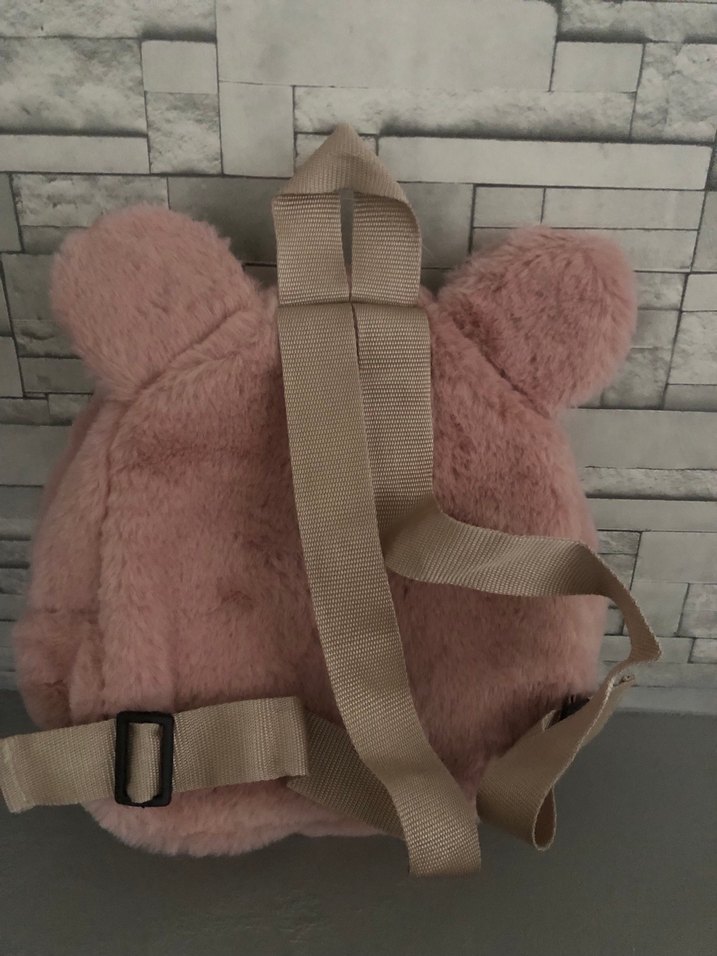 Pembe Peluş Sırt Çantası - Görsel 2