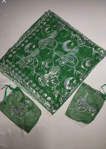 Beden Yeşil Boncuk İşlemeli damat örtüsü