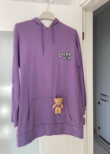 Diğer Mor Kapüşonlu Düğmeli Kadın Sweatshirt