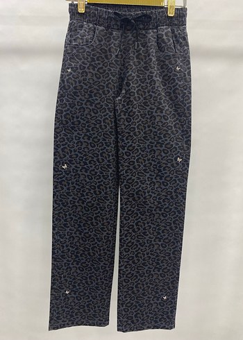 3060-30 Gri Leopar Desenli taşlı Pantolon