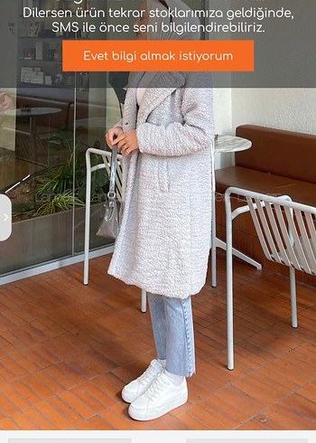 Diğer Gri Düğmeli Kadın Uzun Kaban