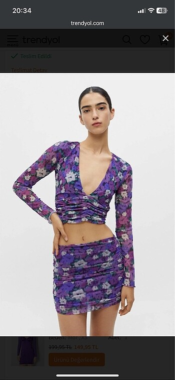 Pull bear çiçekli etek bluz TAKIM