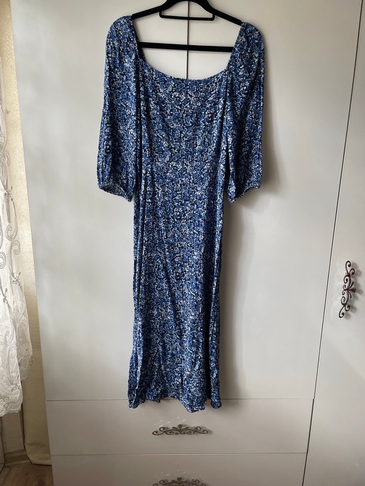 LcW Bohem Uzun Mavi Desenli Elbise - Görsel 3