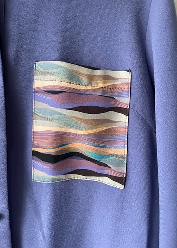 Sitare Düğmeli Uzun Kollu Mor Tunik - Görsel 2