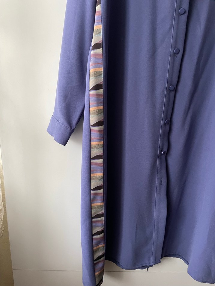 Sitare Düğmeli Uzun Kollu Mor Tunik - Görsel 3