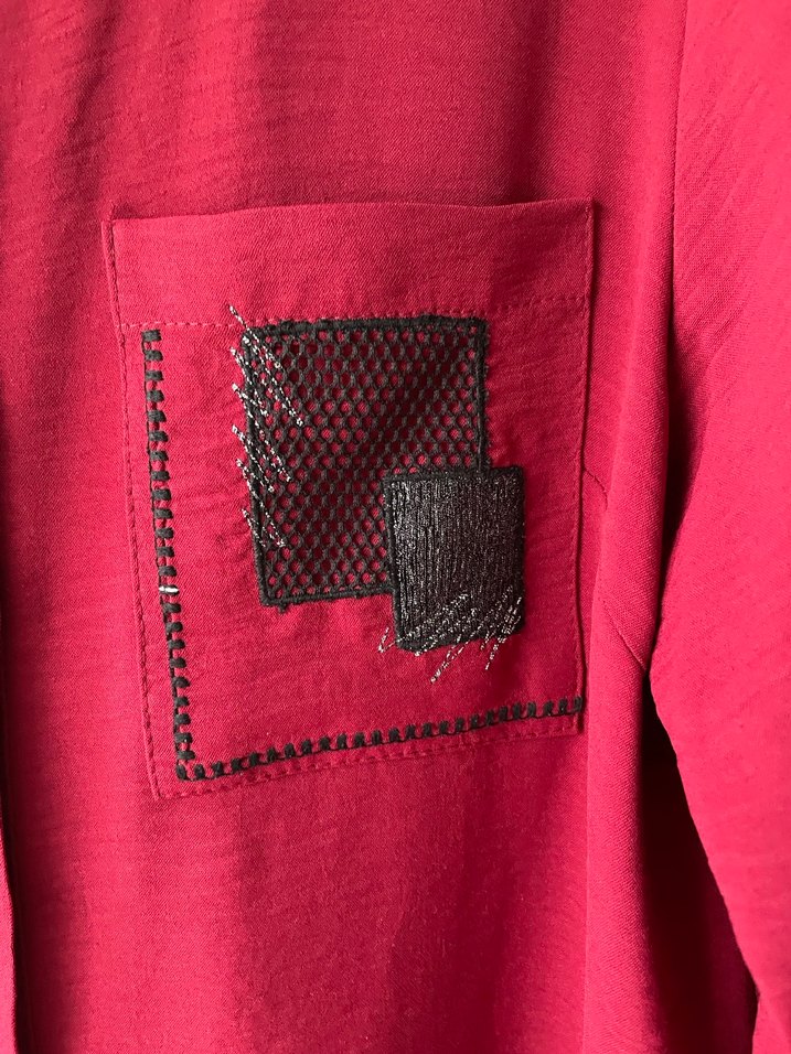 Sitare Bordo Uzun Kollu Düğmeli Kadın Tunik - Görsel 2