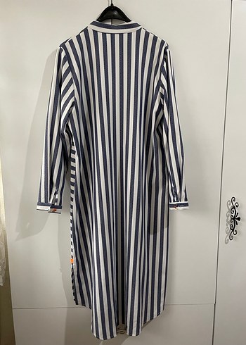 Sitare Mavi Çizgili Uzun Kollu Kadın Elbise - Görsel 3