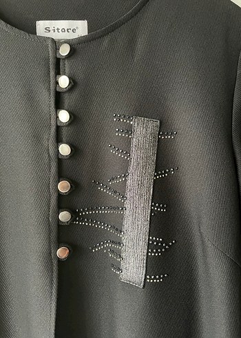 Düğmeli Siyah Uzun Kadın Hırka - Görsel 2