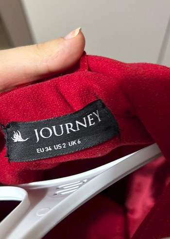 Çift Düğmeli Kırmızı Kadife Kaban - Görsel 2