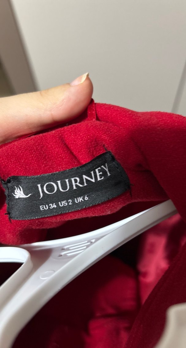 Çift Düğmeli Kırmızı Kadife Kaban - Görsel 2