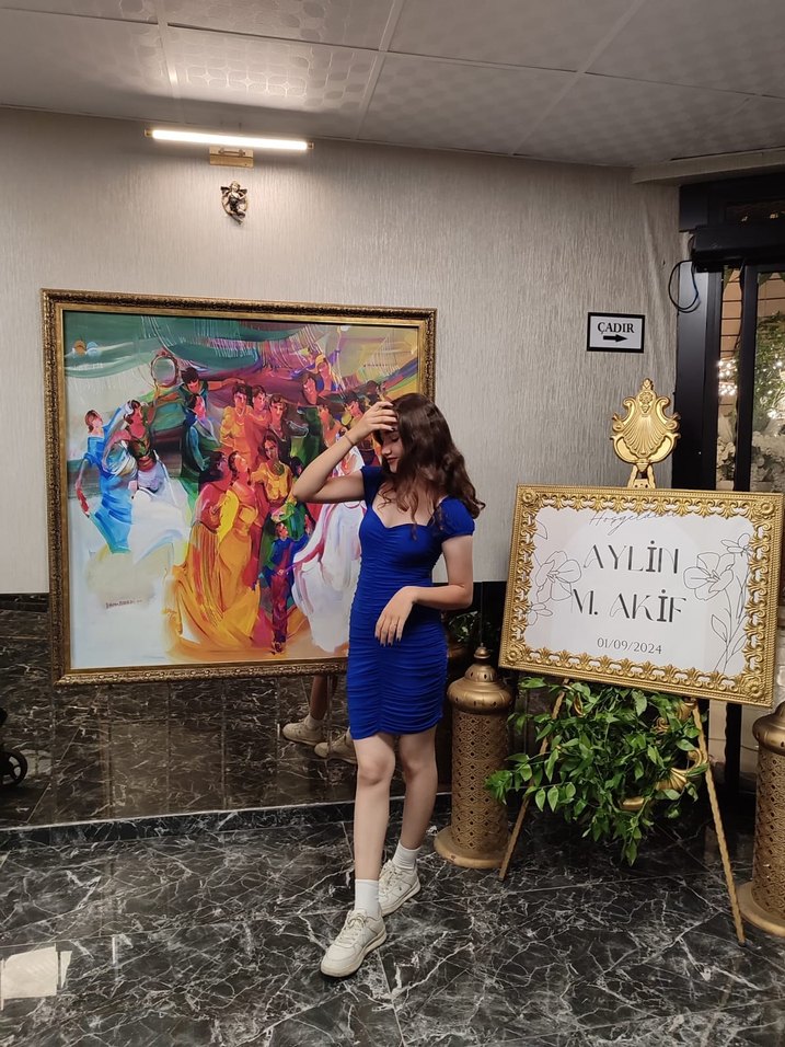 Parlak Mavi Straplez Midi Kadın Abiye Elbise - Görsel 3