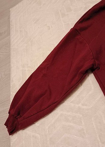 s Beden Bordo Uzun Kollu Baskılı Kadın Sweatshirt