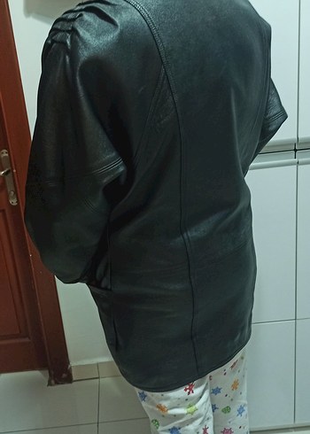 Kadın Siyah Hakiki Deri Vintage Goth Vatkalı Ceket - Görsel 3