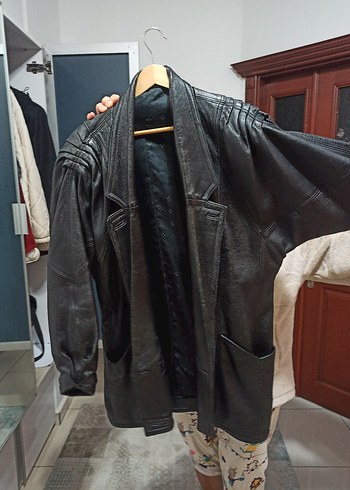 Kadın Siyah Hakiki Deri Vintage Goth Vatkalı Ceket - Görsel 5