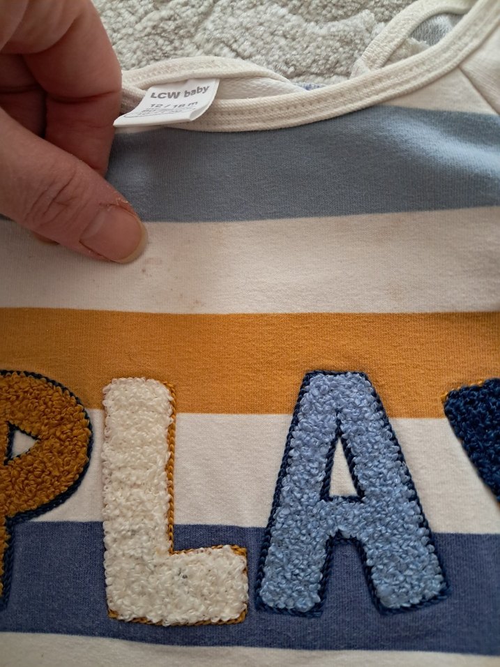 Çizgili ve Nakışlı Bebek Tulum - Görsel 3