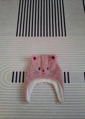 Pembe Çocuk Peluş Kulaklı Bere