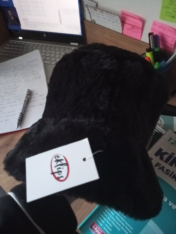 Siyah Peluş Şapka - Görsel 3