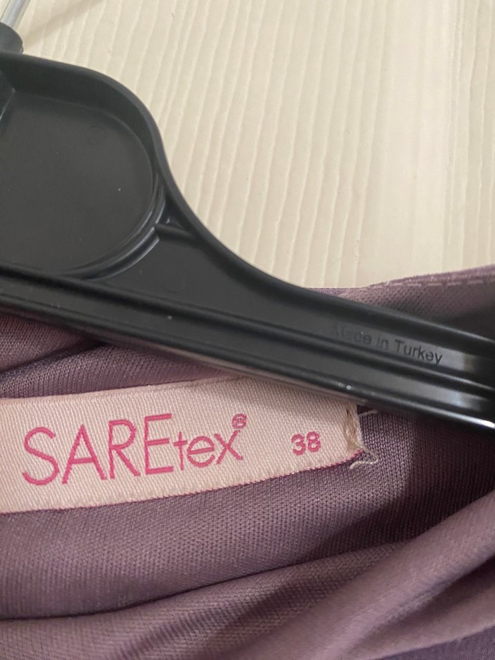 Uzun Mor Kadın Tesettür Elbise, Fırfırlı, Salaş - Görsel 2