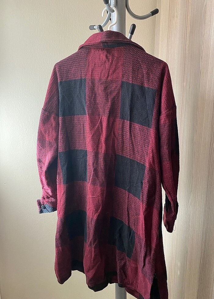 Kırmızı Oduncu gömleği tunik - Görsel 2