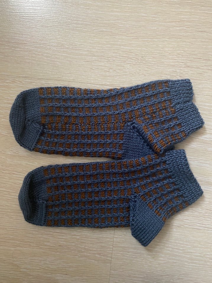 Gri- mavi Patik Çorabı - Görsel 2