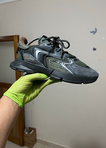 Kamuflaj Desenli Gri Erkek Spor Ayakkabı Lacoste orijinal 43