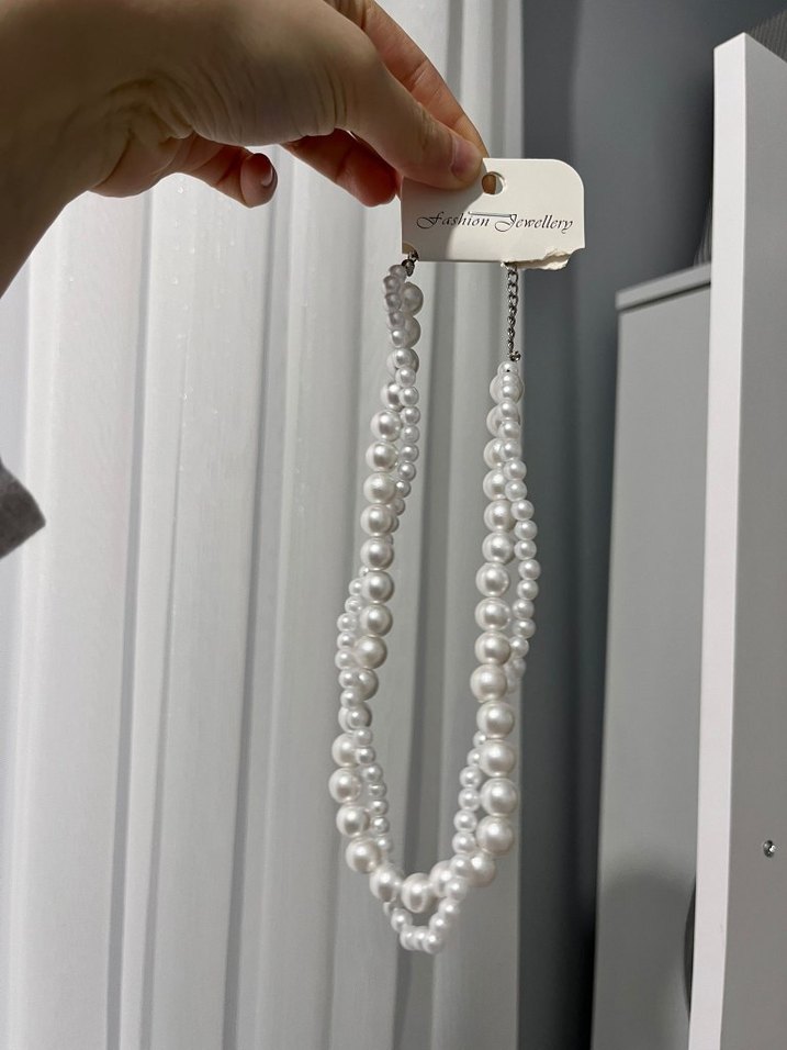 Beyaz Boncuklu Mini Kolye - Görsel 2