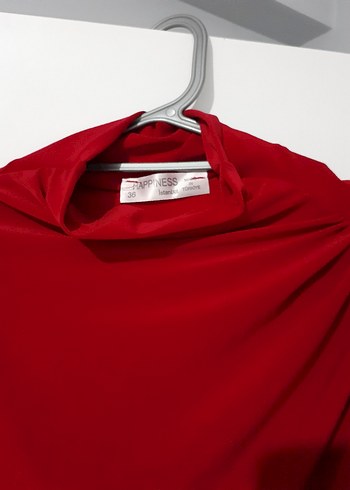 Drapeli Kırmızı Uzun Kollu Bluz - Görsel 2