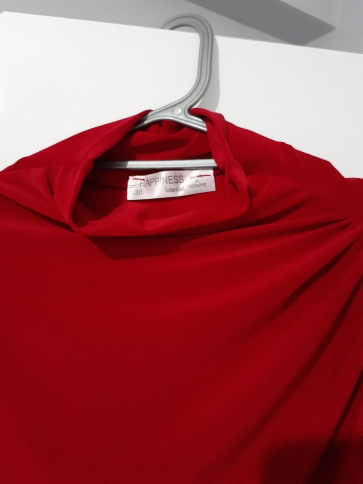 Drapeli Kırmızı Uzun Kollu Bluz - Görsel 2