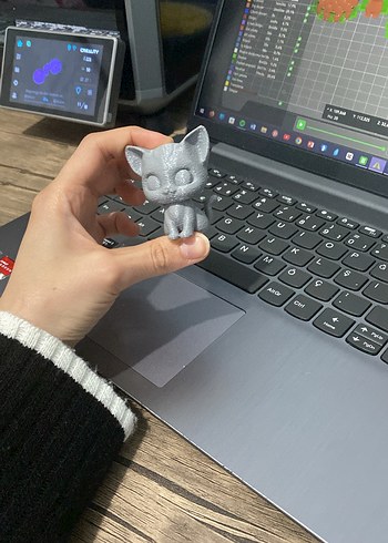 Gri Kedi Figürü Dekorafi Aksesuar | Minimalist Masaüstü  Raf süs - Görsel 5