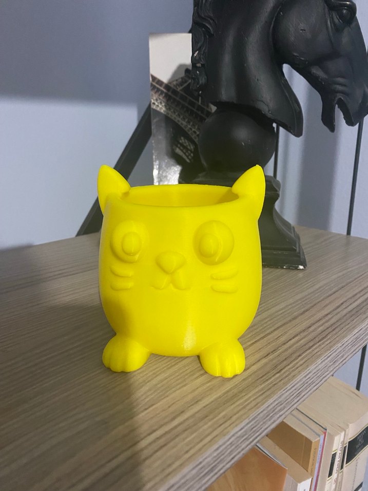 Kedi Figürlü Kalemlik | Gri | Sarı seçeneği ile - Görsel 2