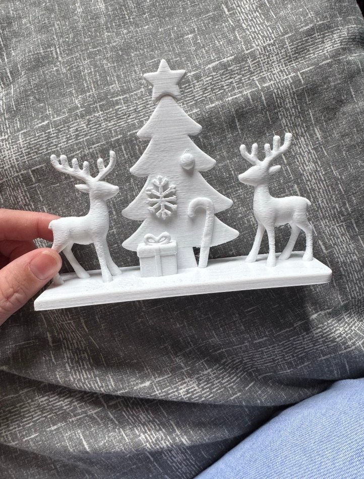 Beyaz Geyik Çam Ağacı Yılbaşı Temalı Biblo Seti - Görsel 2