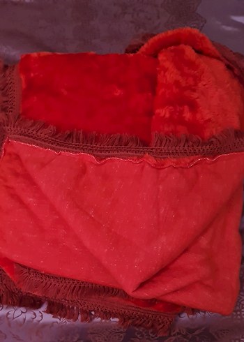 Parlak Kırmızı Düz Battaniye/Yatak örtüsü - Görsel 2