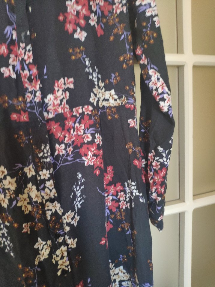 Bohem Uzun Çiçekli Bisiklet Yaka  Elbise - Görsel 2