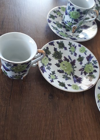 Çiçek Desenli 6'lı Kahve Fincan ve Tabağı Seti - Görsel 4