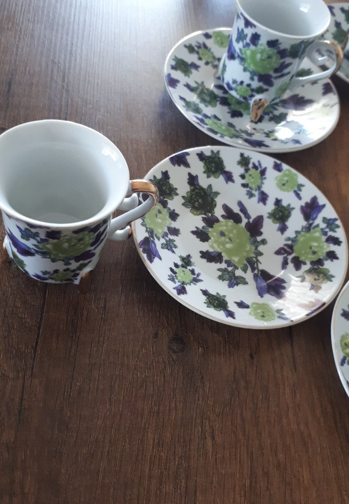 Çiçek Desenli 6'lı Kahve Fincan ve Tabağı Seti - Görsel 4