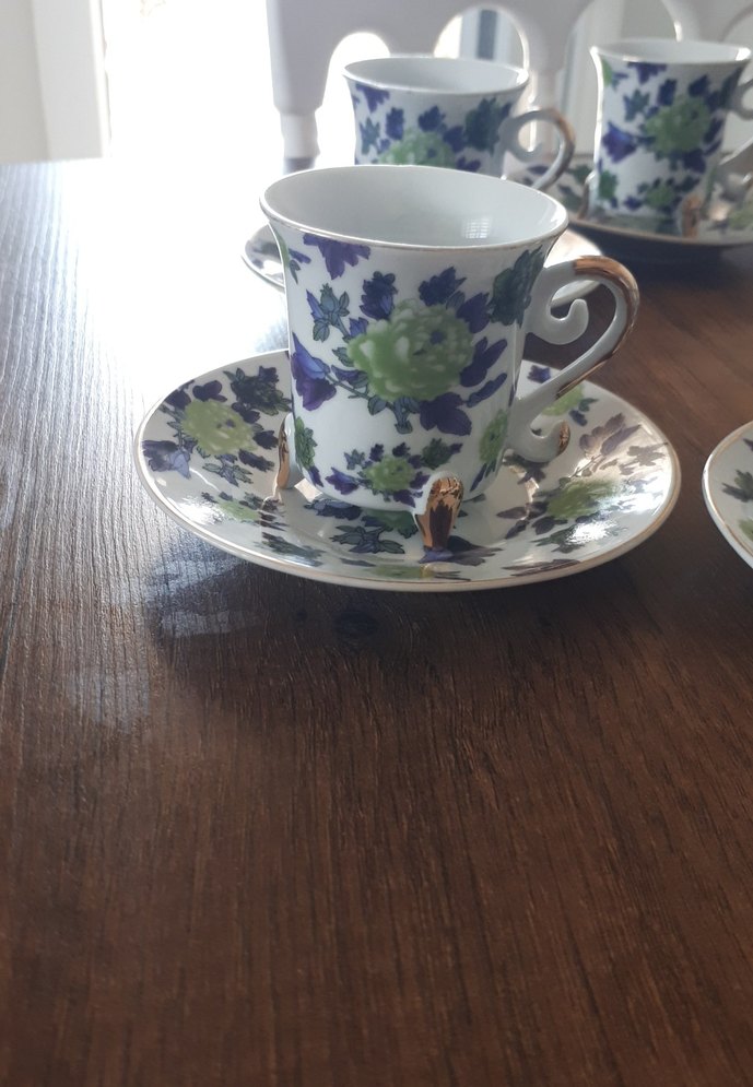 Çiçek Desenli 6'lı Kahve Fincan ve Tabağı Seti - Görsel 5