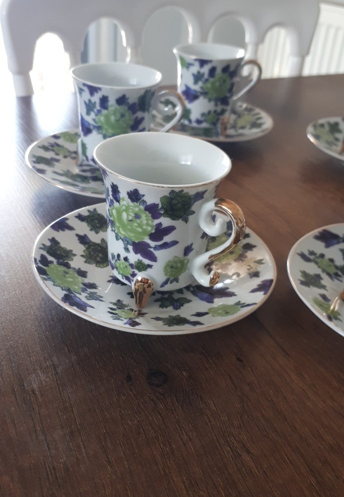 Çiçek Desenli 6'lı Kahve Fincan ve Tabağı Seti - Görsel 2