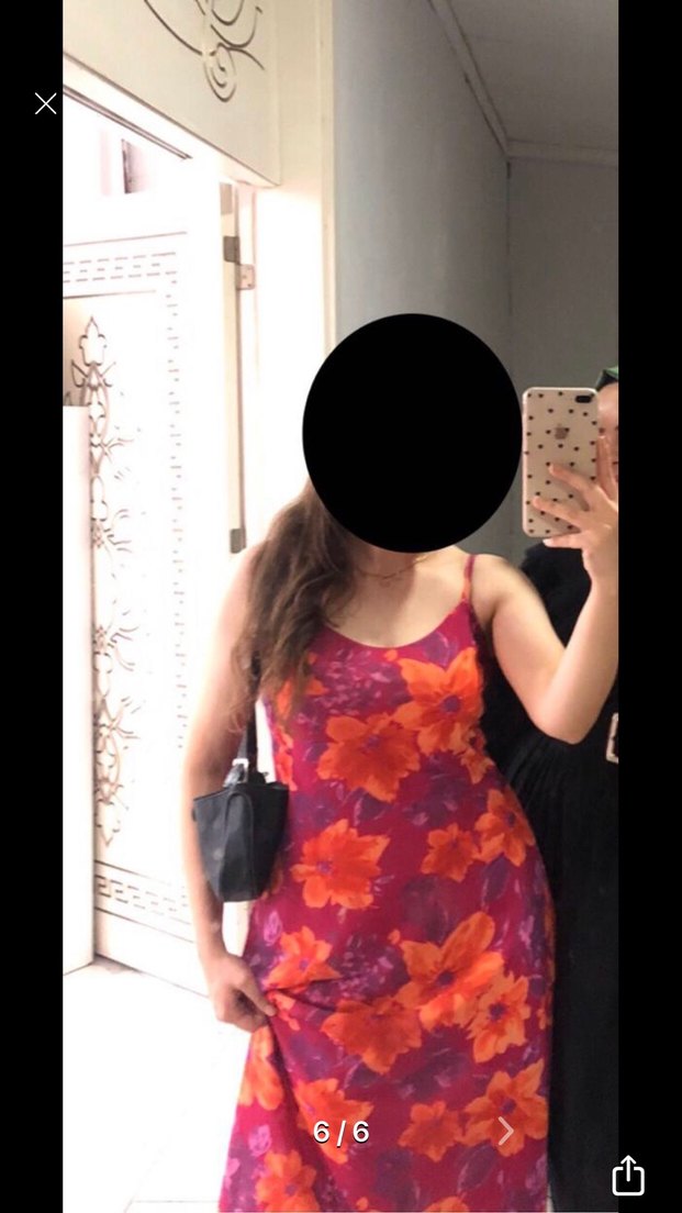 Pembe Çiçek Desenli Midi Askılı Elbise - Görsel 5