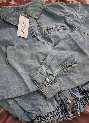 Büzgülü Kot Ceket - Görsel 6