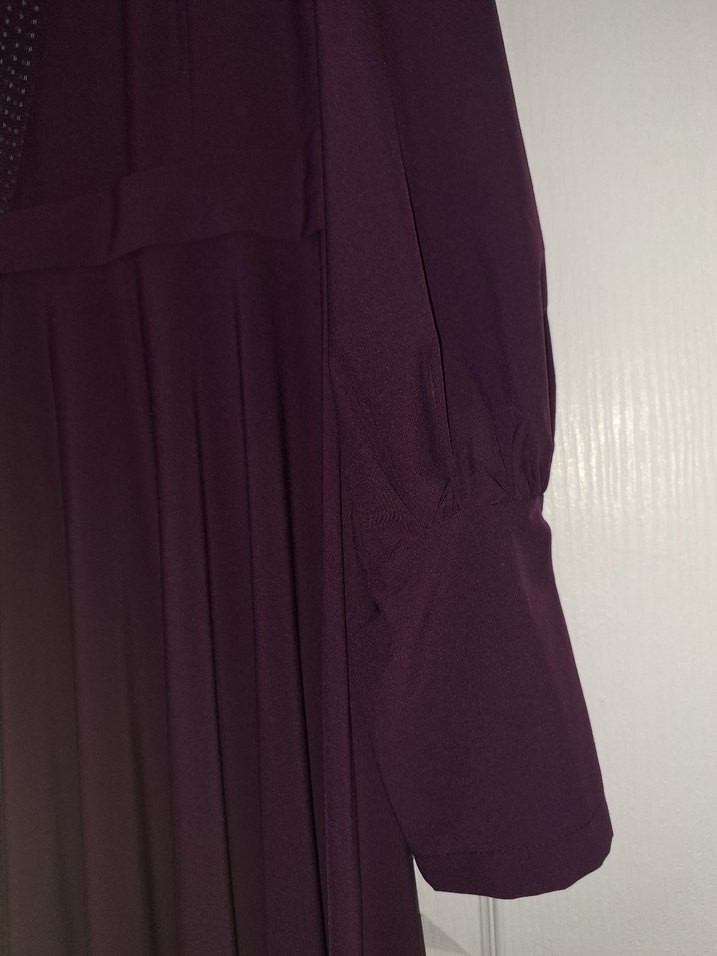 Uzun Mor Pilili Goth Elbise Abiye - Görsel 3