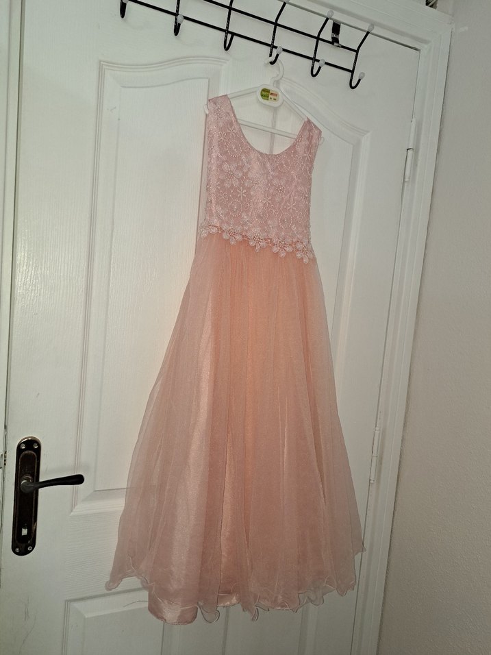 Kız Çocuk Nakışlı Dantelli Pembe Elbise - Görsel 2