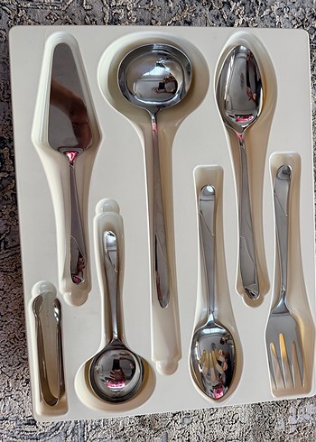 Ahşap Kutuda Gri Kahverengi Çatal Kaşık Seti çay tatlı kşk yok - Görsel 4