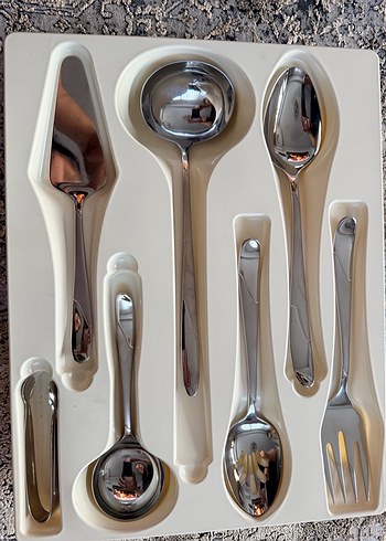 Ahşap Kutuda Gri Kahverengi Çatal Kaşık Seti çay tatlı kşk yok - Görsel 5