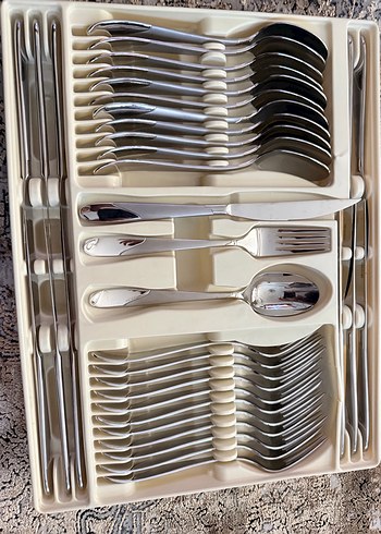 Ahşap Kutuda Gri Kahverengi Çatal Kaşık Seti çay tatlı kşk yok - Görsel 6