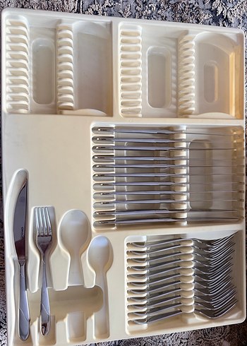 Ahşap Kutuda Gri Kahverengi Çatal Kaşık Seti çay tatlı kşk yok - Görsel 3