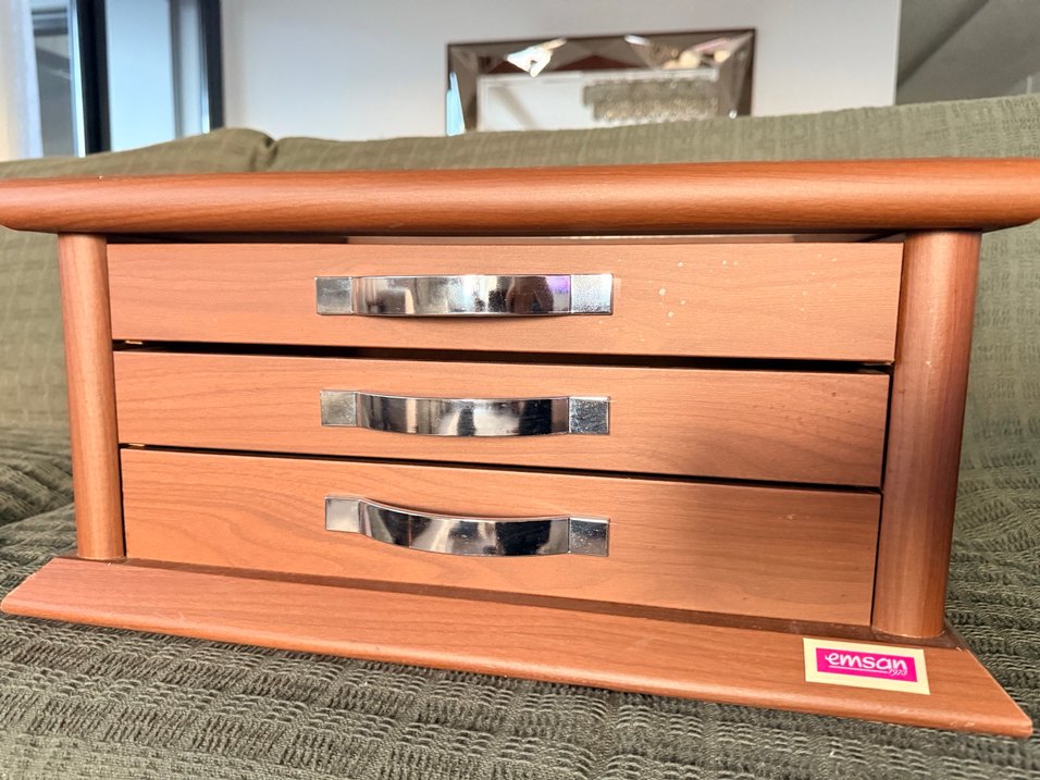 Ahşap Kutuda Gri Kahverengi Çatal Kaşık Seti çay tatlı kşk yok - Görsel 2