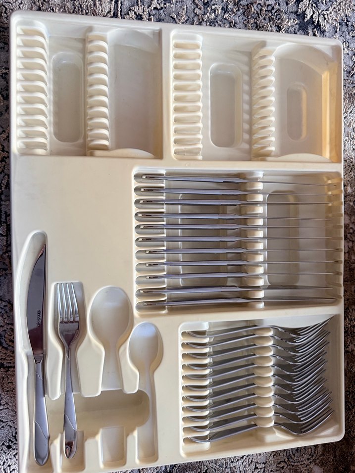 Ahşap Kutuda Gri Kahverengi Çatal Kaşık Seti çay tatlı kşk yok - Görsel 3